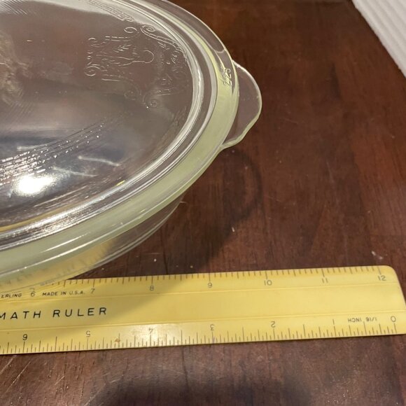 Vintage Glass Casserole Dish With Lid Embossed Floral Design - Picture 10 of 12